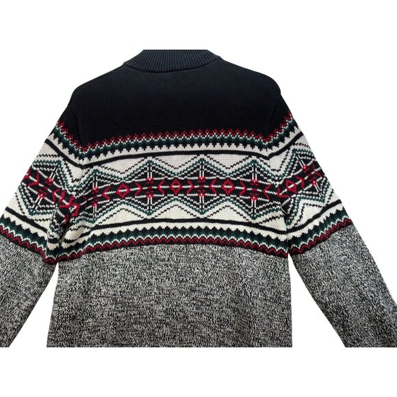 Chaps Mens Fair Isle Sweater S Size Black/Gray Nordic Pattern 1 Knitwear Crewnec - Picture 12 of 13
